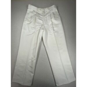 Cintas Dress Pants Women 34R White Pleated Front Mid Rise Classic Uniform Slacks